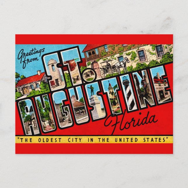 St. Augustine Florida Vintage Postkarte (Vorderseite)