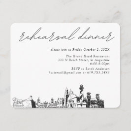 St Augustine Hochzeit Elegantes Probe Abendessen Begleitkarte