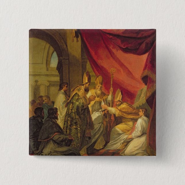 St Augustine ordinierte als der Bischof Button (Vorderseite)