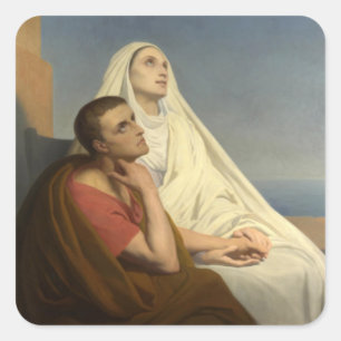 St Augustine u. St. Monica Quadratischer Aufkleber