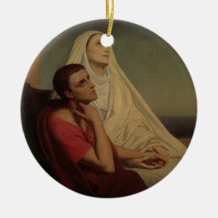 St Augustine und sein Mutter St. Monica, 1855 Keramik Ornament