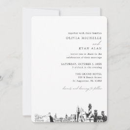 St Augustine Wedding Elegante Skyline Einladung