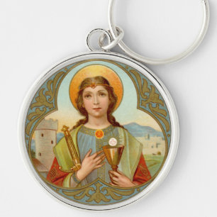 St. Barbara (BK 001) Premium Round Metal Schlüsselanhänger