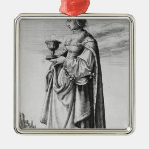 St. Barbara, geätzt von Wenceslaus Hollar, 1647 Silbernes Ornament