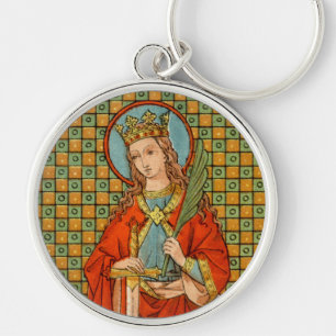 St. Barbara  (JP 01) Runde Metalldose Schlüsselanhänger