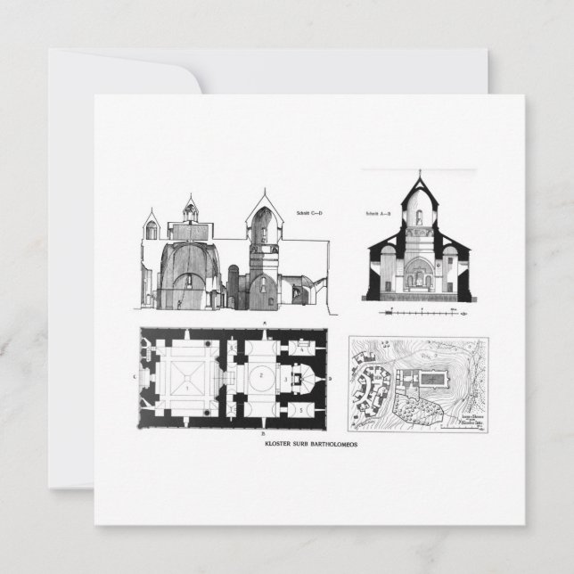 St. Bartholomew Kloster Boden und Kreuzplan (Vorderseite)