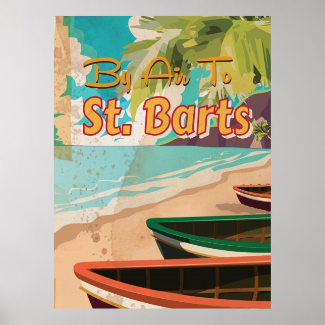 St Barts Vintage Reiseplakat Poster (Vorne)