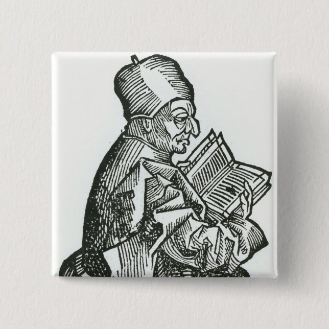 St. Bede von 'Liber Chronicarum Button (Vorderseite)