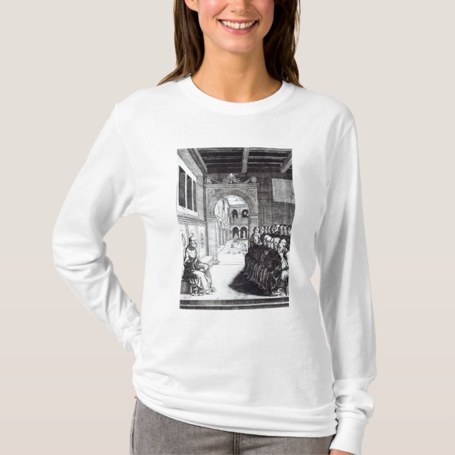 St. Benedict, der im Kloster predigt T-Shirt (Vorderseite)