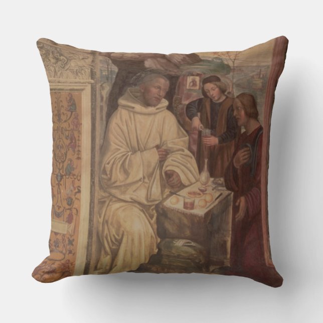 St. Benedict gegen eine Landschaft, vom Leben O Kissen (Vorderseite)