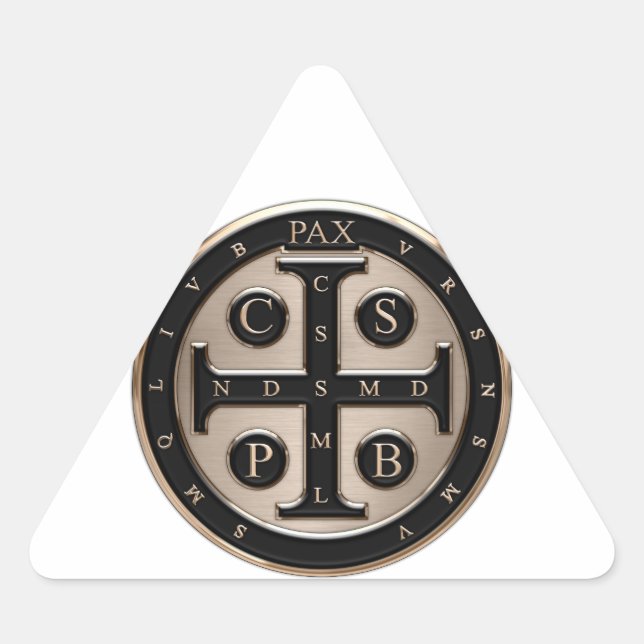 St. Benedict-Medaille Dreieckiger Aufkleber (Vorderseite)