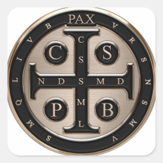 St. Benedict-Medaille Quadratischer Aufkleber