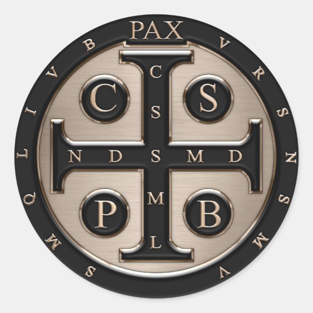 St. Benedict-Medaille Runder Aufkleber (Vorderseite)