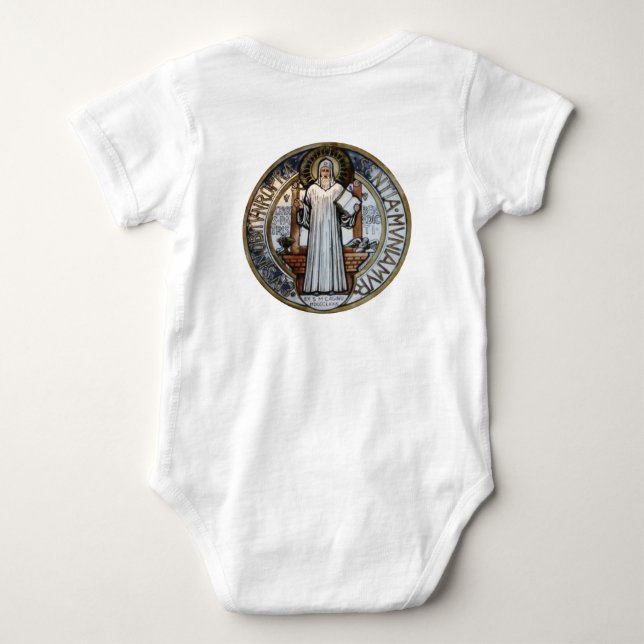 St Benedict Medal Baby Onezie  Baby Strampler (Rückseite)
