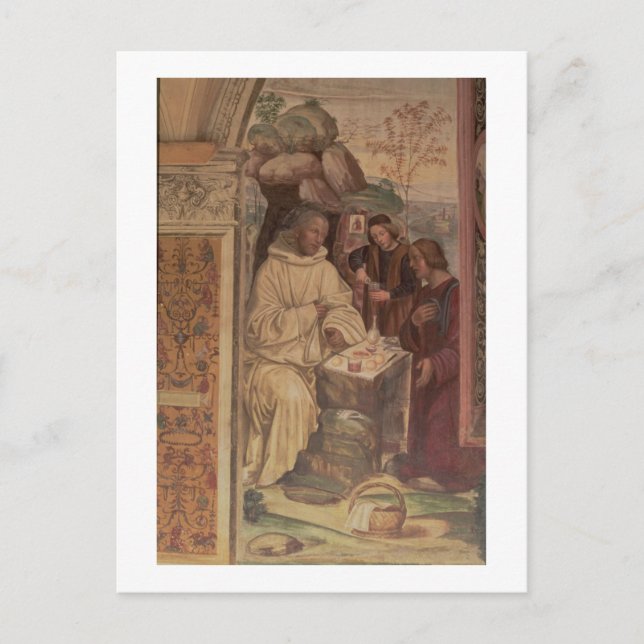 St. Benedikt gegen eine Landschaft, vom Leben oder Postkarte (Vorderseite)