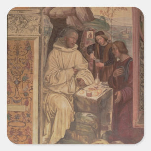 St. Benedikt gegen eine Landschaft, vom Leben oder Quadratischer Aufkleber