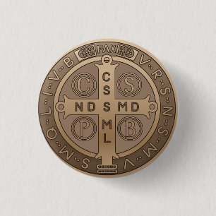 St. Benedikt-Medaille Katholischer Schutz Kreuz Button
