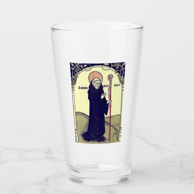 St. Benedikt von Nursia Abt. von Monte Cassino Glas (Vorderseite)