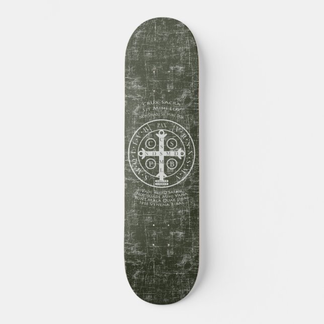 St.-Benediktinermedaille mit lateinischem Gebet Skateboard (Vorderseite)