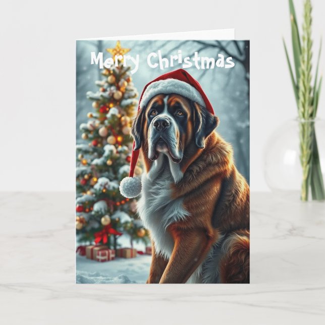 St Bernard Christmas Karte (Vorderseite)