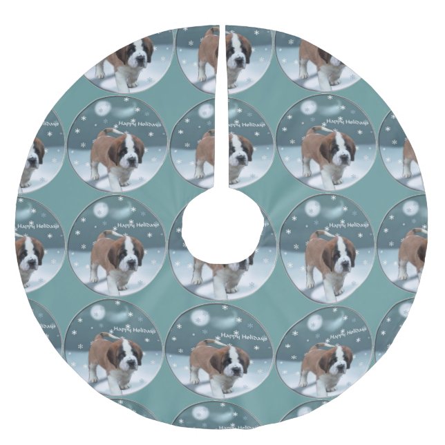 St Bernard Christmas Polyester Weihnachtsbaumdecke (Vorderseite)