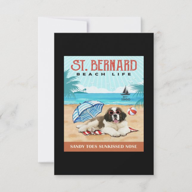 St. Bernard Dog Beach Life Funny St. Bernard Lover Dankeskarte (Vorderseite)