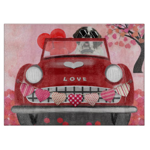 St. Bernard Dog Car mit Herzvalentiner Schneidebrett
