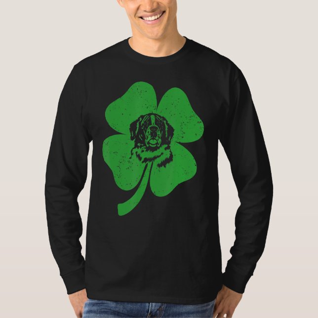 St Bernard Dog Irish Green Kleeblatt C St Patricks T-Shirt (Vorderseite)