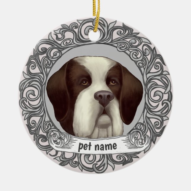 St Bernard Dog Loving Gedächtnisschmuck Keramik Ornament (Vorne)