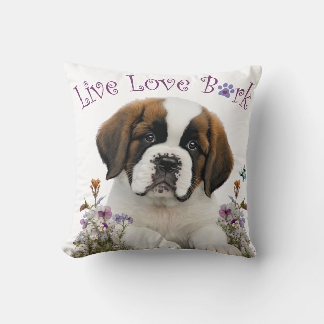 St. Bernard Dog Mama Floral Kissen (Vorderseite)