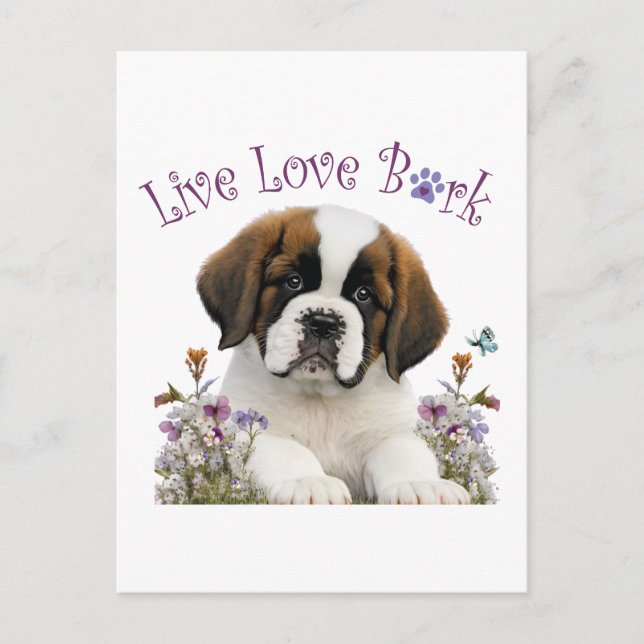 St. Bernard Dog Mama Floral Postkarte (Vorderseite)