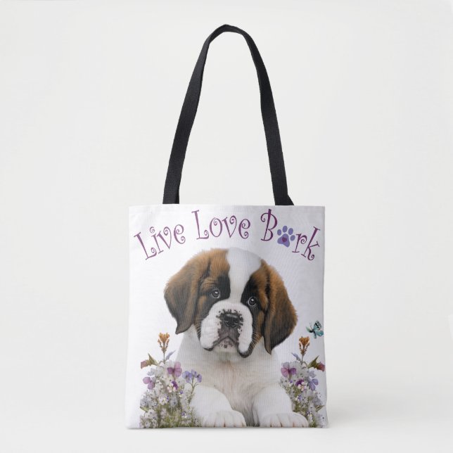 St. Bernard Dog Mama Floral Tasche (Vorderseite)