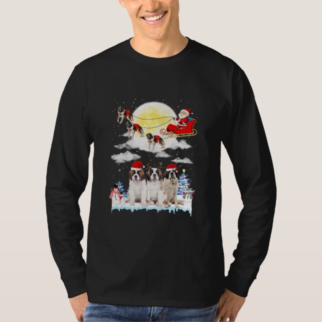 St Bernard Dog Santa Sleigh Weihnachten  T-Shirt (Vorderseite)