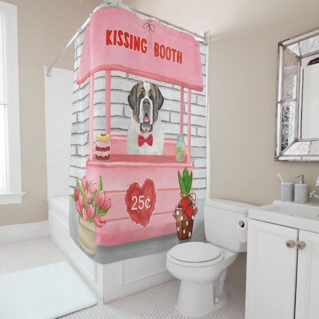 St. Bernard Dog Valentine's Day Kissing Booth Duschvorhang (Beispiel)