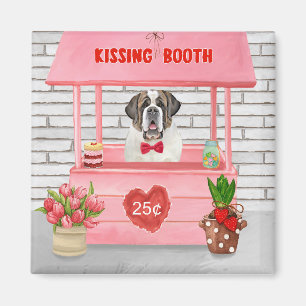 St. Bernard Dog Valentine's Day Kissing Booth Magnet
