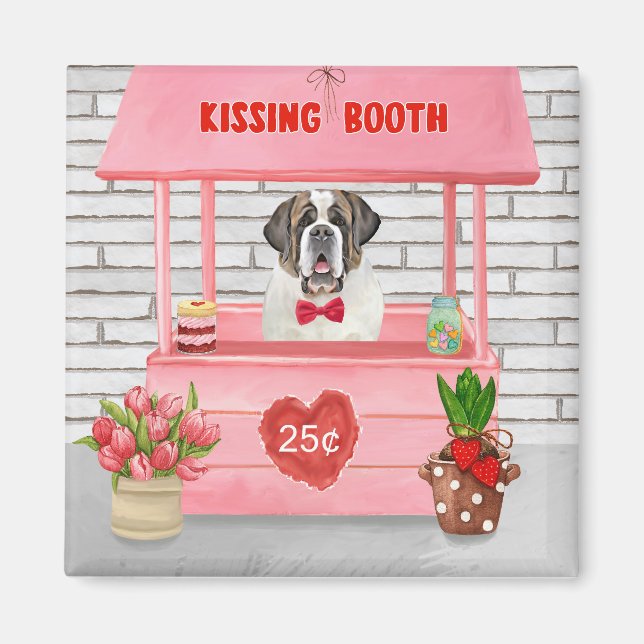 St. Bernard Dog Valentine's Day Kissing Booth Magnet (Vorne)