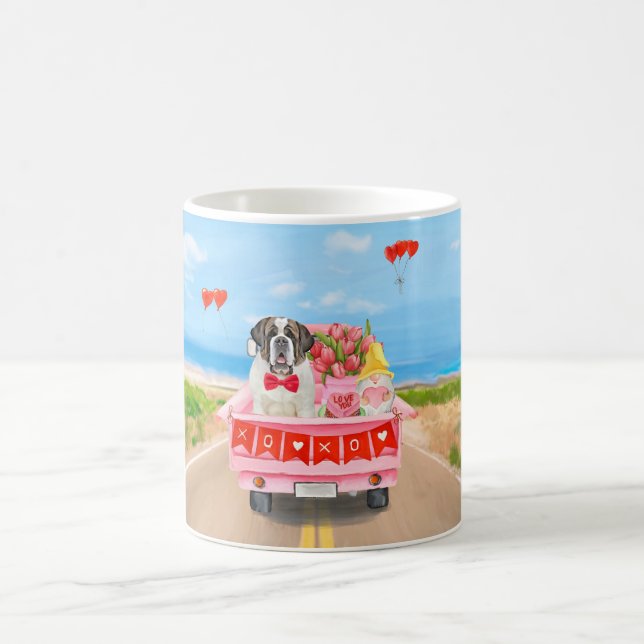 St. Bernard Dog Valentine's Day Lkw Herz Kaffeetasse (Mittel)
