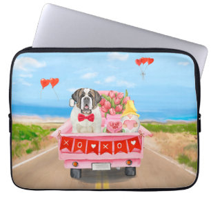 St. Bernard Dog Valentine's Day Lkw Herz Laptopschutzhülle