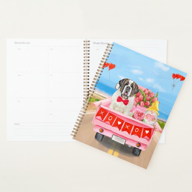 St. Bernard Dog Valentine's Day Lkw Herz Planer (Anzeige)