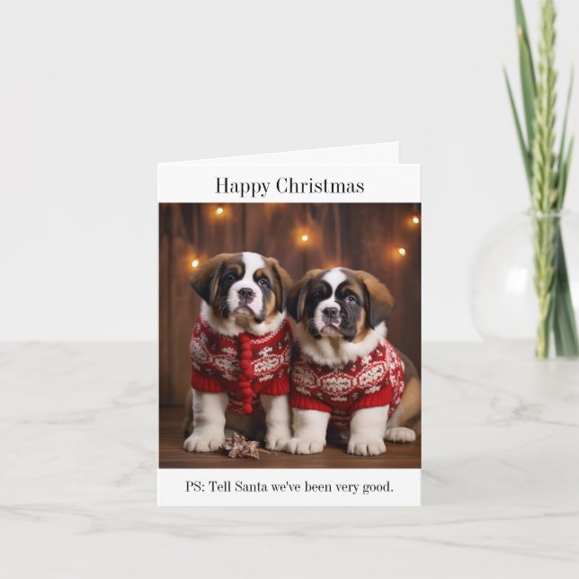 St Bernard Dog Welpen Weihnachtskarte Karte (Vorderseite)