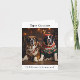St Bernard Dogs Weihnachtskarte Karte
