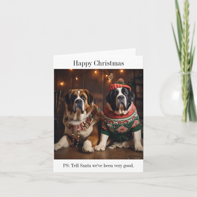 St Bernard Dogs Weihnachtskarte Karte (Vorderseite)