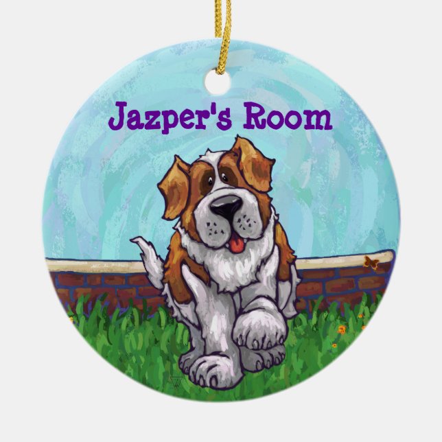 St. Bernard Geschenke & Accessoires Keramik Ornament (Vorne)