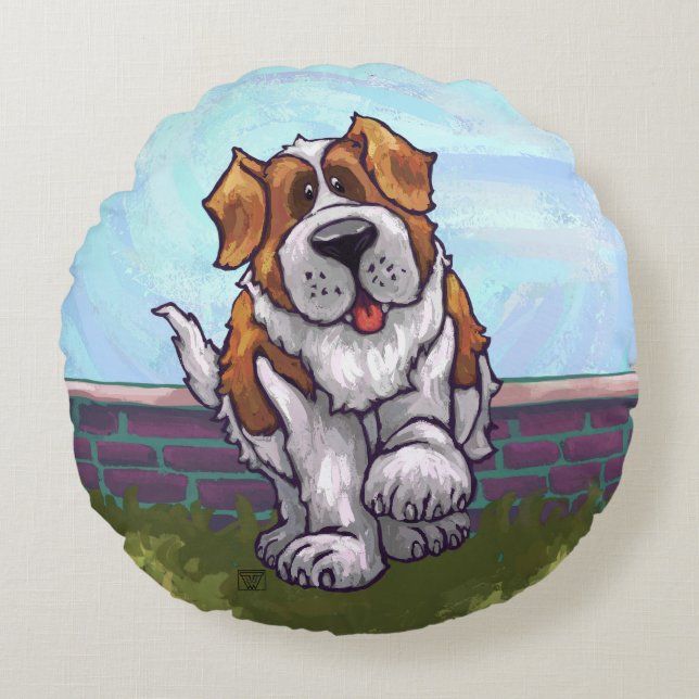St. Bernard Geschenke & Accessoires Rundes Kissen (Vorderseite)