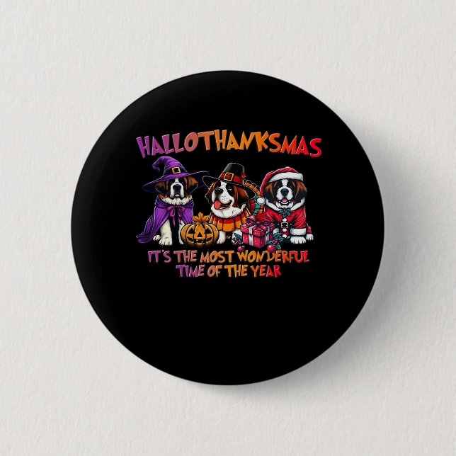 St. Bernard Halloween Erntedank Weihnachtsklasse Button (Vorderseite)
