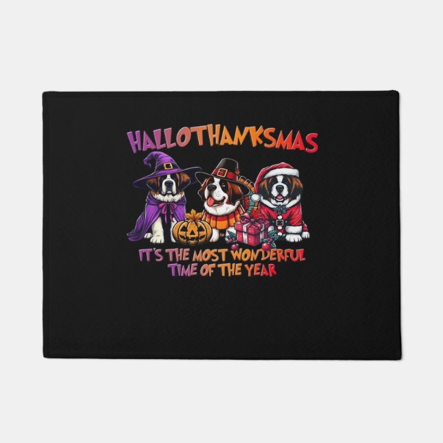 St. Bernard Halloween Erntedank Weihnachtsklasse Fußmatte (Vorderseite)
