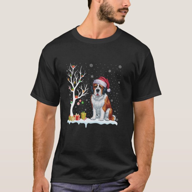 St. Bernard Hund Weihnachtsmannmütze Festival Moon T-Shirt (Vorderseite)
