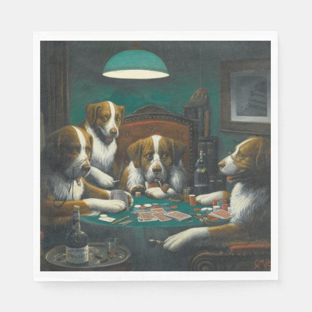 St. Bernard Hunde Poker spielen (Retro Animal Art) Serviette (Vorderseite)