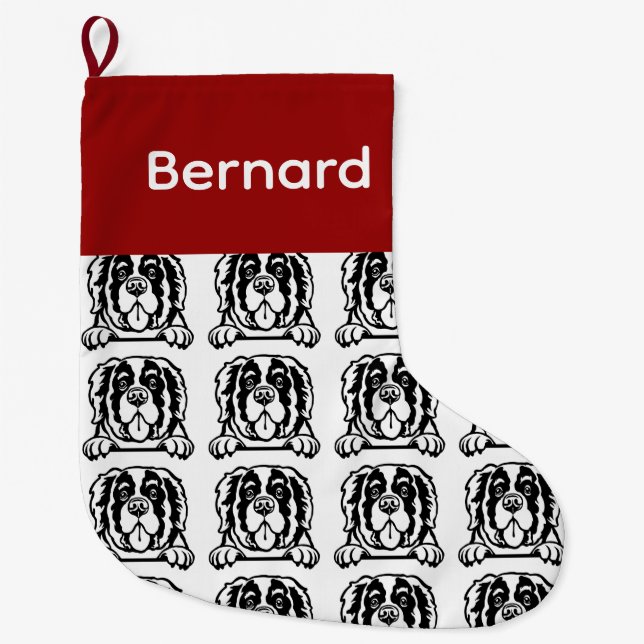 St. Bernard Hundesocken Maßgeschneiderte Hundesock Großer Weihnachtsstrumpf (Vorderseite)