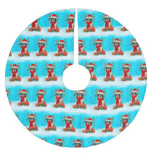 St. Bernard im Schnee mit Weihnachtsgeschenken Polyester Weihnachtsbaumdecke